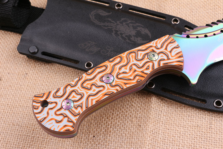 Colorful Scorpion King fixed blade knife Machete UD404705